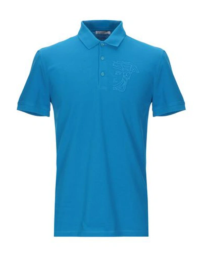 Versace Polo Shirt In Azure