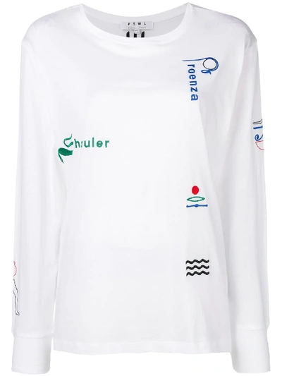 Proenza Schouler Embroidered Long Sleeve T-shirt In White