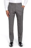 HUGO BOSS GENESIS FLAT FRONT PLAID WOOL TROUSERS,5041217203001