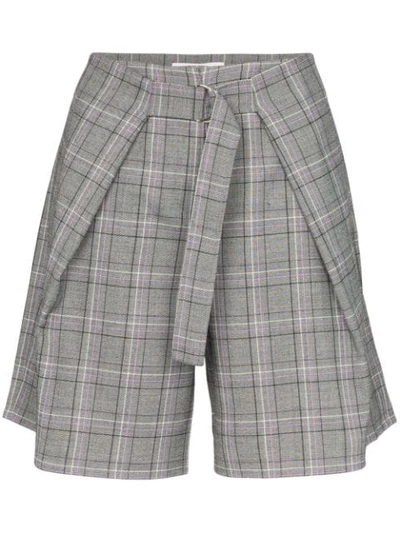 Tibi James Menswear Check Pleated Shorts In Multicolour