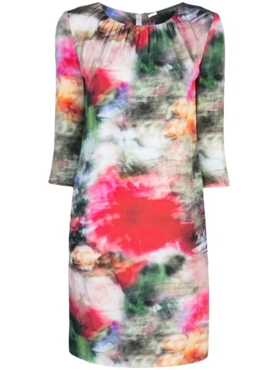 Adam Lippes Floral-print Washed-crepe Mini Dress In Multicolour
