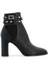 Valentino Rockstud Buckle-wrap Ankle Booties In Black