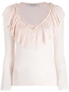 PHILOSOPHY DI LORENZO SERAFINI PHILOSOPHY DI LORENZO SERAFINI FRILL-TRIM FITTED SWEATER - PINK