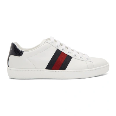 Gucci Ace Watersnake And Canvas-trimmed Leather Trainers In White Upper: Leather, Snakeskin.