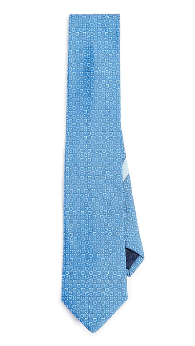 Ferragamo Gancio Print Tie In Blue