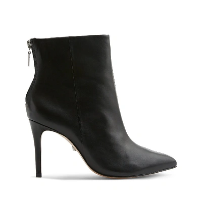 Schutz Michela Point-toe Leather Ankle Boots In Black