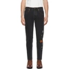 GUCCI GUCCI BLACK EMBROIDERED TAPERED JEANS