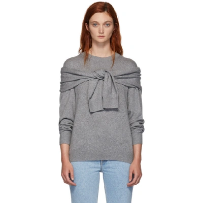 Alexander Wang Crew Neck Shoulder Tied Pullover In Grey