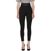 Alexander Wang Black Exposed Zipper Elastic Logo Leggings In Black/white