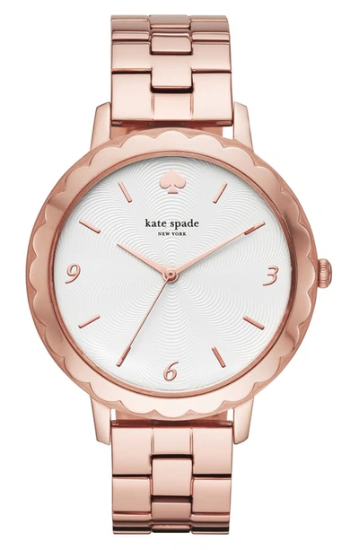 Kate Spade Metro Bracelet Watch, 38mm In Rose Gold/ White/ Rose Gold