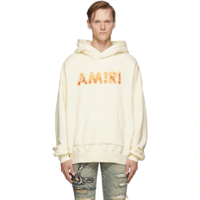 Amiri Flame Logo-print Cotton Hooded Sweatshirt In Neutrals