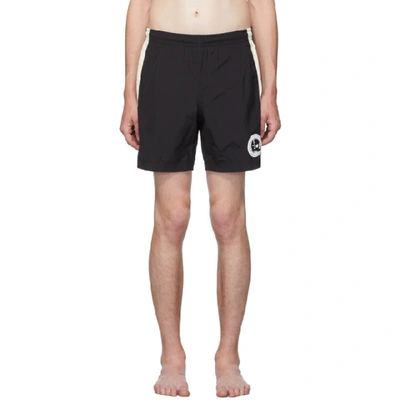 Alexander Mcqueen Skull Logo-patch Side-stripe Swim Shorts In Black