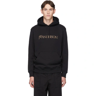 Jw Anderson Multicoloured Stitched Logo Hooded Sweater - 黑色 In Black