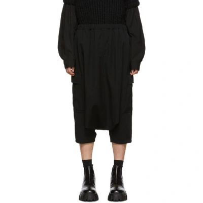 Regulation Yohji Yamamoto Black Wool Cargo Shorts In 1 Black