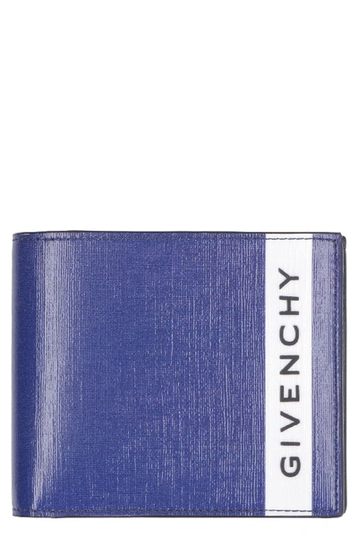 Givenchy Logo Print Flap-over Wallet In Blue