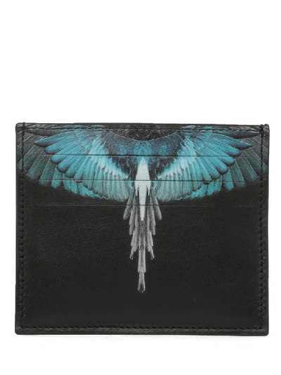 Marcelo Burlon County Of Milan Turquoise Wings Card Holder In Black