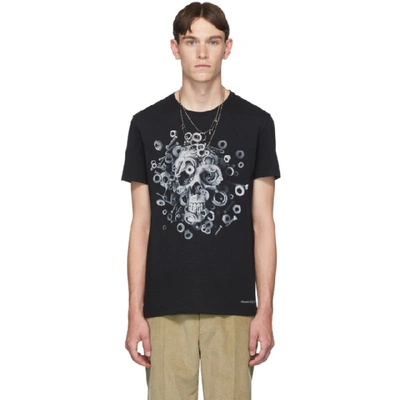 Alexander Mcqueen Skull And Screws Print Round Neck T-shirt In Black