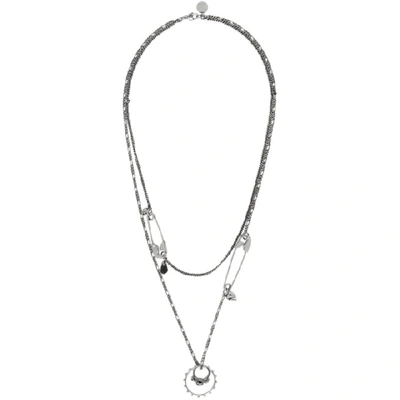 Alexander Mcqueen Silver Safety Pin Necklace In 1418 0446jt