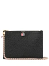 THOM BROWNE LEATHER CLUTCH,FAC053A 00198001