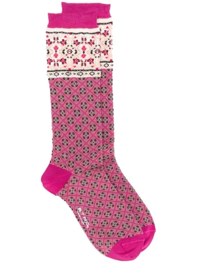 Etro 印花及裸针织袜 - 粉色 In 650