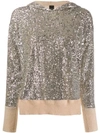 PINKO ASYMMETRIC SEQUINED HOODED SWEATER