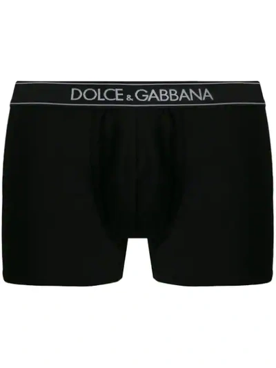 Dolce & Gabbana Logo Waistband Boxer Briefs In Black