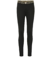 Versace Black Leggings With High Waist And Greca Motif On The Waist In Viscose Blend Stretch Woman In Black