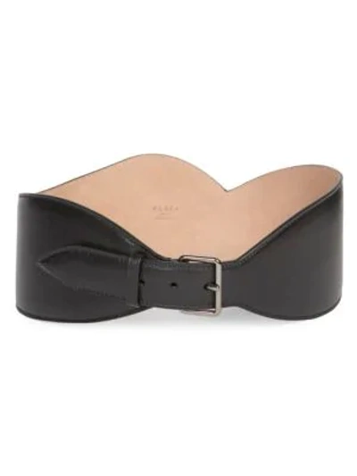 Alaïa Twist Leather Belt In Noir