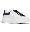 Alexander Mcqueen White & Navy Glitter Oversized Sneakers In White/ Navy Glitter