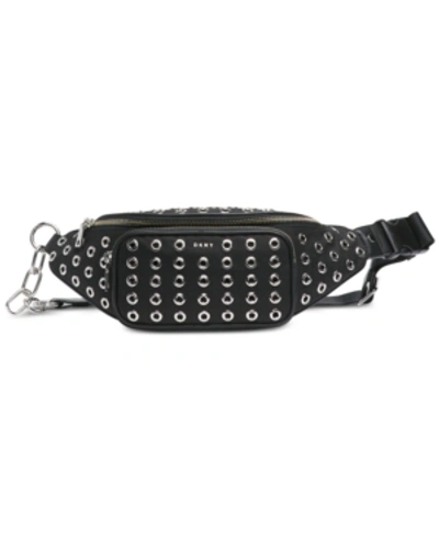 Dkny Grommet Stud Belt Bag, Created For Macy's In Black/silver