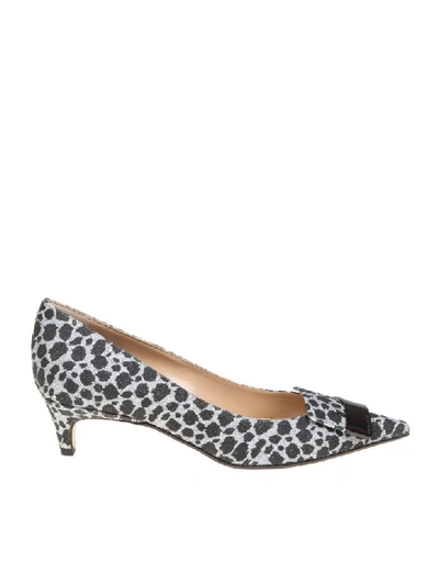 Sergio Rossi Glittery Animal Printed Fabric Pumps