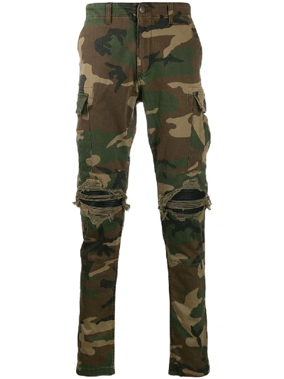 Amiri Distressed-hose Mit Camouflage-print - Grün In Green