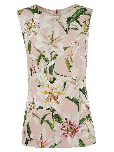 Dolce & Gabbana Floral Print Tank Top In Pink