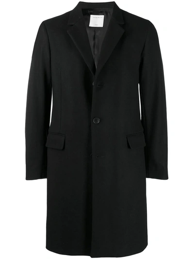 Sandro Apollo Single-breasted Wool-blend Coat In Noir