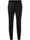 Sandro Voyou Cropped Velvet-trimmed Twill Slim-leg Pants In Black
