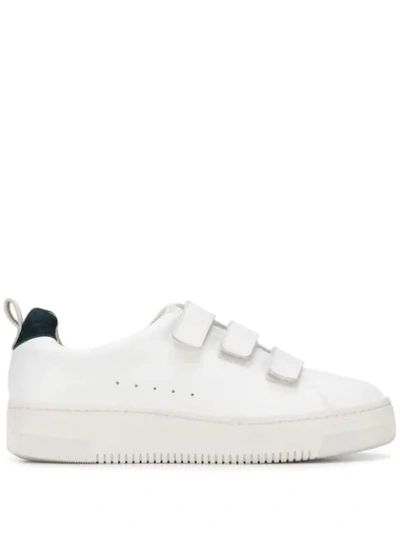 Sandro Contrast-trim Leather Trainers In White