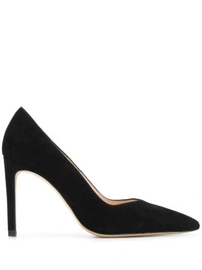 Sandro Pointed-toe Suede Courts In Black