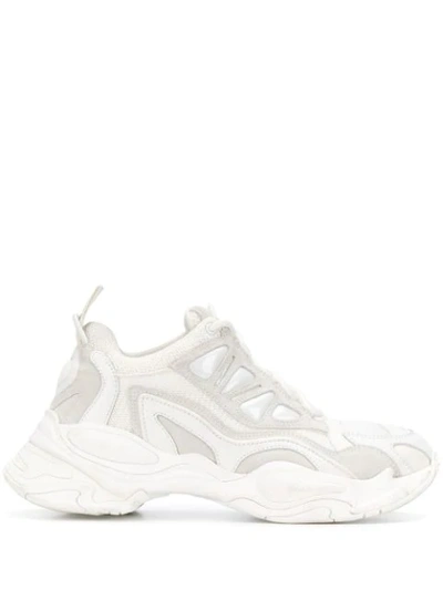 Sandro Leather Trim Textured Sneakers In Blanc