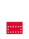 Valentino Garavani Rockstud Leather Cardholder In Red