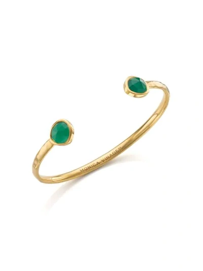 Monica Vinader Siren Green Onyx Thin Cuff Bracelet In Gold