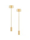 Balenciaga Logo-plaque Pin Earrings In Gold