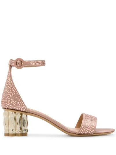 Ferragamo 55mm Azalea Embellished Satin Sandals In Pink