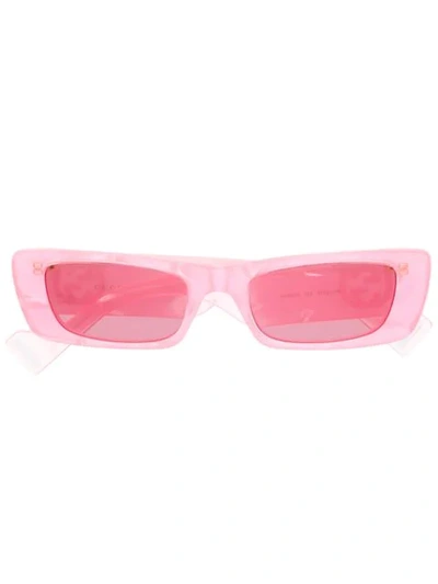 Gucci Eyewear Rectangle Frame Sunglasses - 粉色 In 003 Pink Pink Red