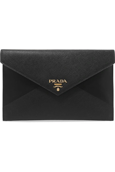 Prada Paneled Leather Pouch In Black