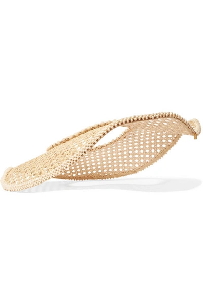 Rosantica Mamba Beaded Straw Visor In Beige