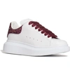Alexander Mcqueen 'oversized Sneaker' In Leather With Coarse Glitter Collar In White/ Rose Glitter