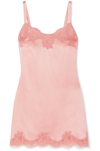 Dolce & Gabbana Lace-trimmed Silk-blend Satin Chemise In Pink