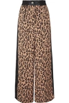 SACAI Leopard-print satin and chiffon wide-leg pants