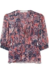 IRO SAOLA WRAP-EFFECT METALLIC PRINTED CREPON BLOUSE