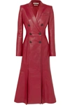 ALEXANDER MCQUEEN DOUBLE-BREASTED PLEATED LEATHER COAT